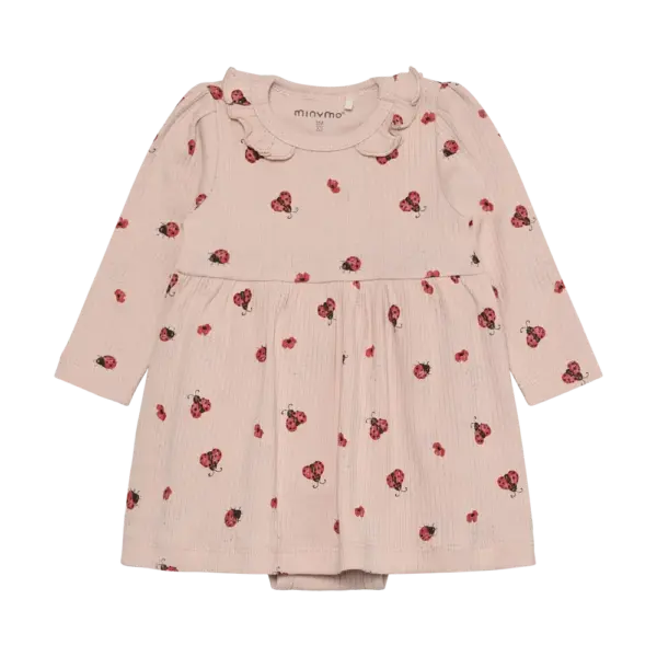 Langærmet Rib Bodykjole m. Print - Peach Whip - 62