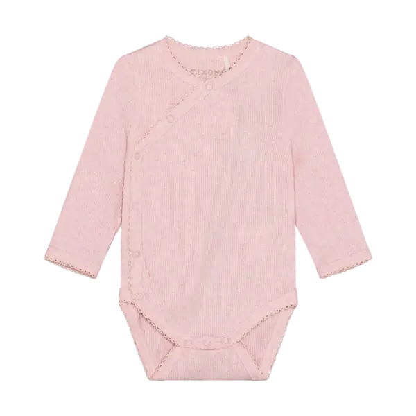 Langærmet Wrap Body Melange Rib - Bleached Mauve Melange - 74