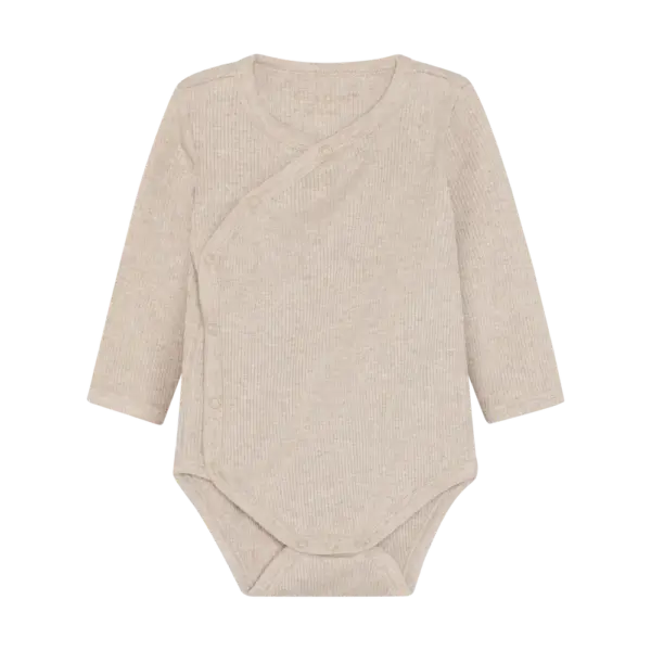 Langærmet Wrap Body Melange Rib - Pure Cashmere Melange - 56