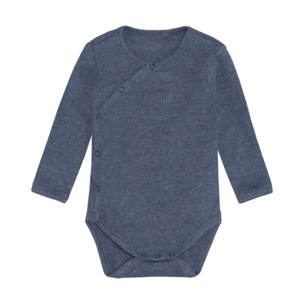 Langærmet Wrap Body Melange Rib - Vintage Indigo Melange - 62 Langærmet Wrap Body Melange Rib - Vintage Indigo Melange - 62