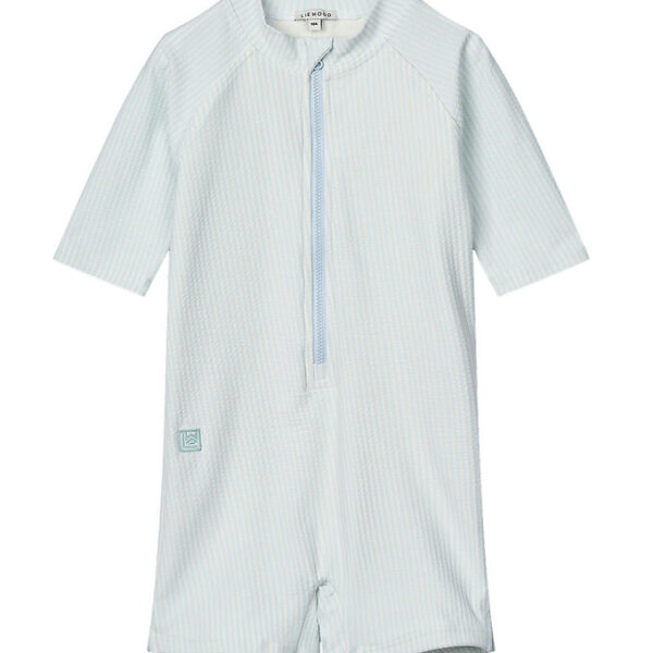 Liewood Badeheldragt - Max Seersucker - Y/D Stripe Pure Sky/Crem