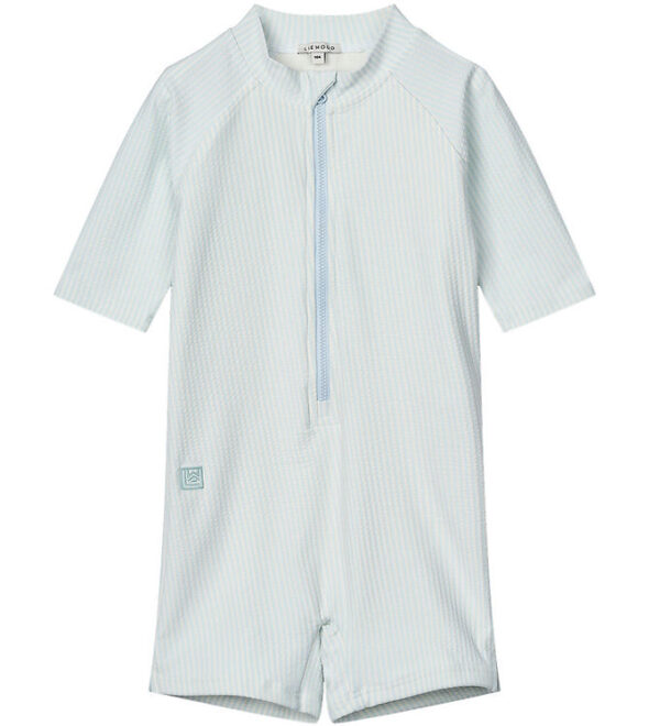 Liewood Badeheldragt - Max Seersucker - Y/D Stripe Pure Sky/Crem