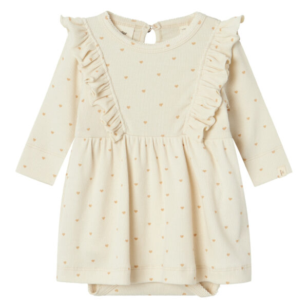 Lil Atelier Gago Kna Body Kjole med Hjerter - Turtledove - 56 cm Lil Atelier Gago Kna Body Kjole med Hjerter - Turtledove - 56 cm