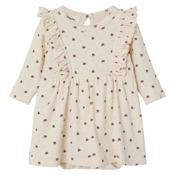 Lil Atelier Gago Kne Body Kjole med Mariehøne - Whitecap Gray - 56 cm