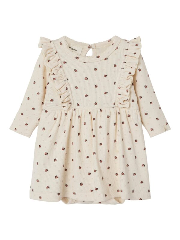 Lil Atelier Gago Kne Body Kjole med Mariehøne - Whitecap Gray - 56 cm