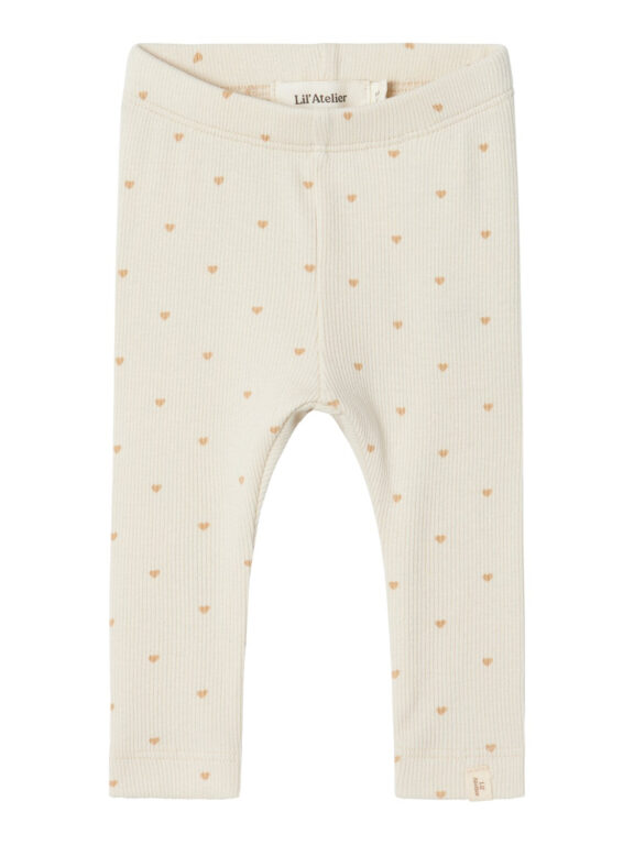 Lil Atelier Gago Leggings med hjerter - Turtledove - 56 cm Lil Atelier Gago Leggings med hjerter - Turtledove - 56 cm