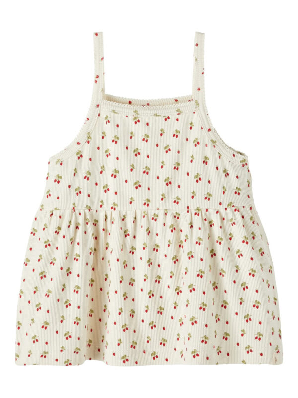 Lil Atelier Gago Loose Strapp Top med Jordbær - Turtledove - 92 cm