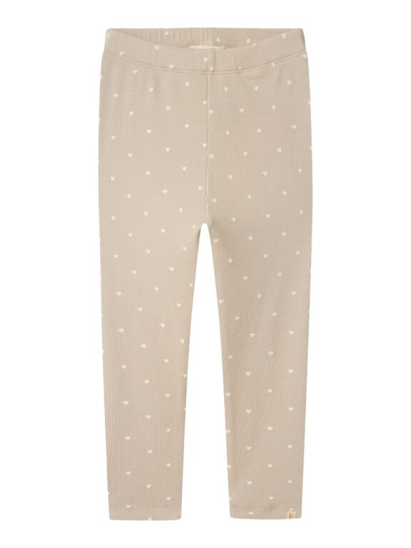 Lil Atelier Gago Slim Leggings med Hjerter - Gray Morn Heart - 92 cm