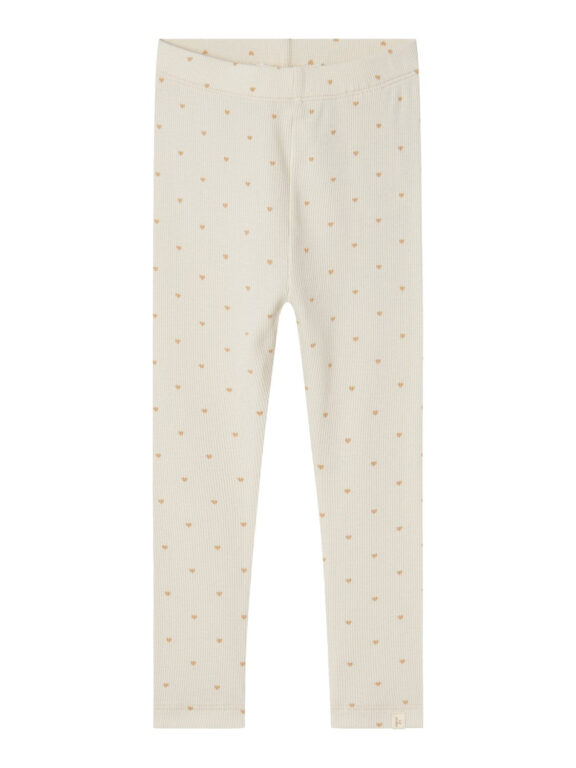 Lil Atelier Gago Slim Leggings med Hjerter - Turtledove - 92 cm