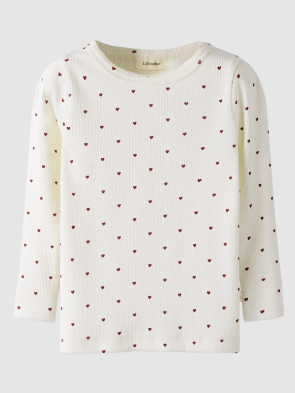 Lil Atelier Gago Slim Shirt NOOS - Coconut Milk Heart - 92 cm