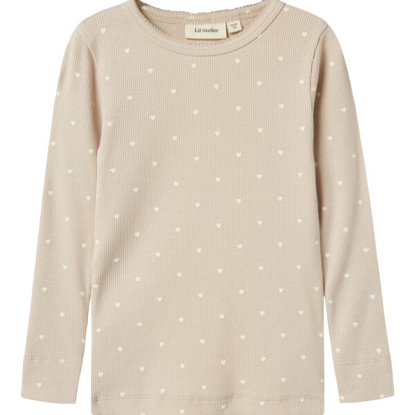 Lil Atelier Gago Slim Shirt med Hjerter - Gray Morn Heart - 92 cm