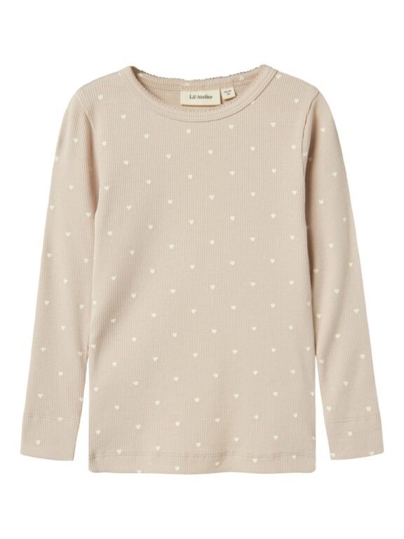 Lil Atelier Gago Slim Shirt med Hjerter - Gray Morn Heart - 92 cm