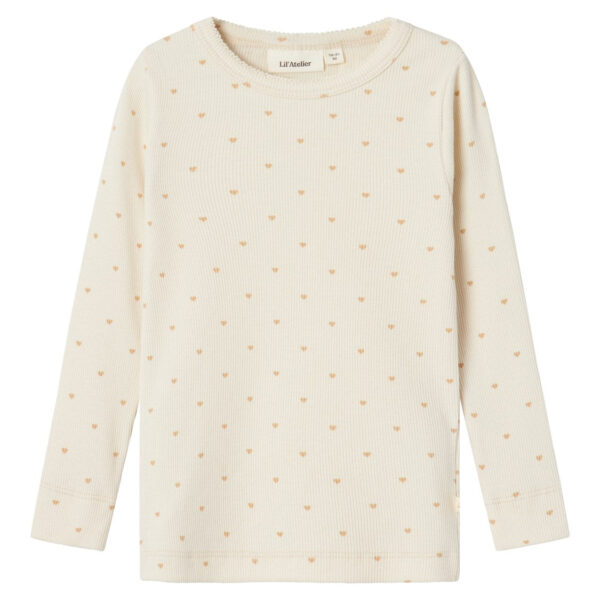 Lil Atelier Gago Slim Shirt med Hjerter - Turtledove - 92 cm