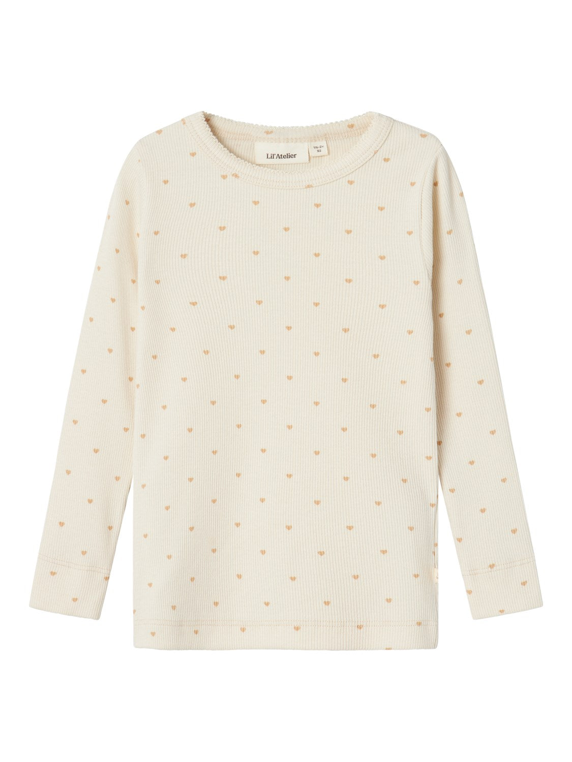 Lil Atelier Gago Slim Shirt med Hjerter - Turtledove - 92 cm
