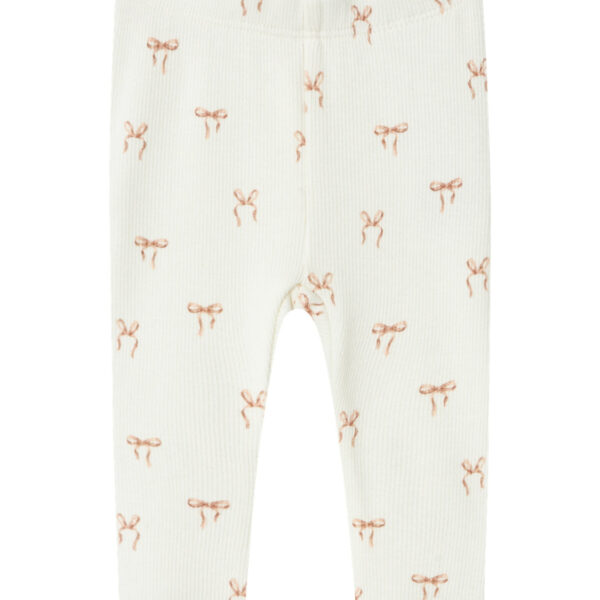 Lil Atelier Gavo Elf Slim Leggings med Sløjfer - Coconut Milk - 56 cm