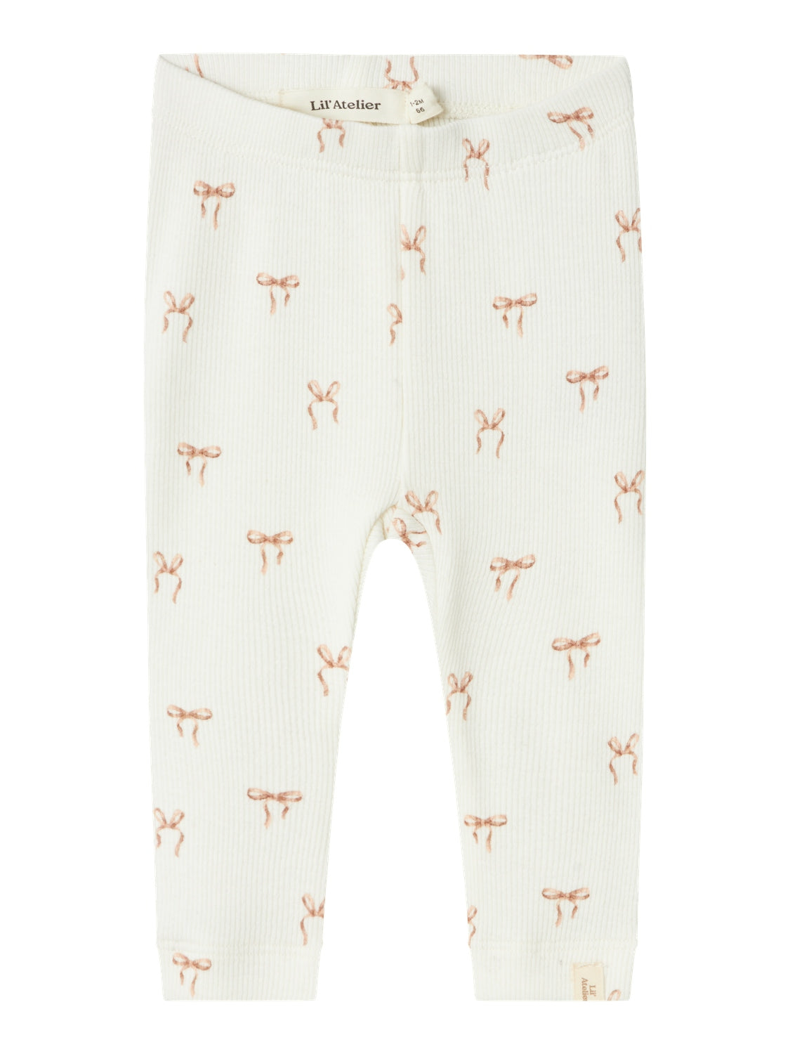 Lil Atelier Gavo Elf Slim Leggings med Sløjfer - Coconut Milk - 56 cm Lil Atelier Gavo Elf Slim Leggings med Sløjfer - Coconut Milk - 56 cm