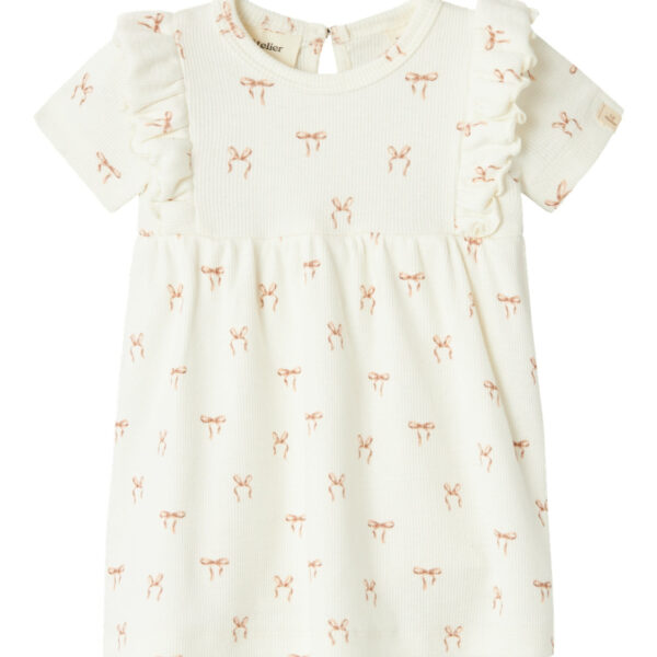 Lil Atelier Gavo Ene Body Kjole med Sløjfer - Coconut Milk - 56 cm