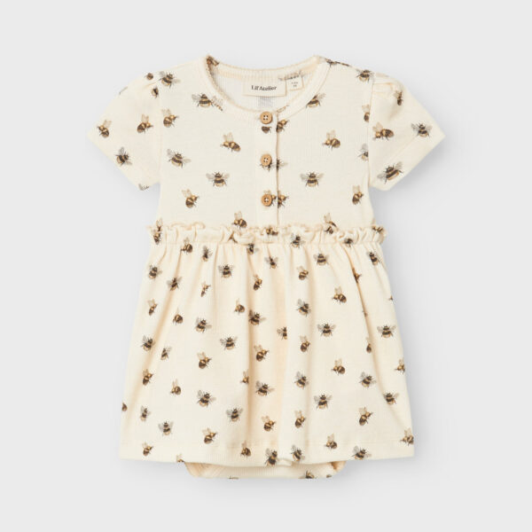 Lil Atelier Gavo Kin Body Kjole med Humlebi - Turtledove - 56 cm