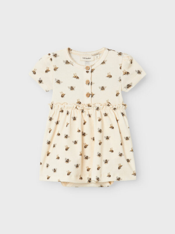 Lil Atelier Gavo Kin Body Kjole med Humlebi - Turtledove - 56 cm Lil Atelier Gavo Kin Body Kjole med Humlebi - Turtledove - 56 cm