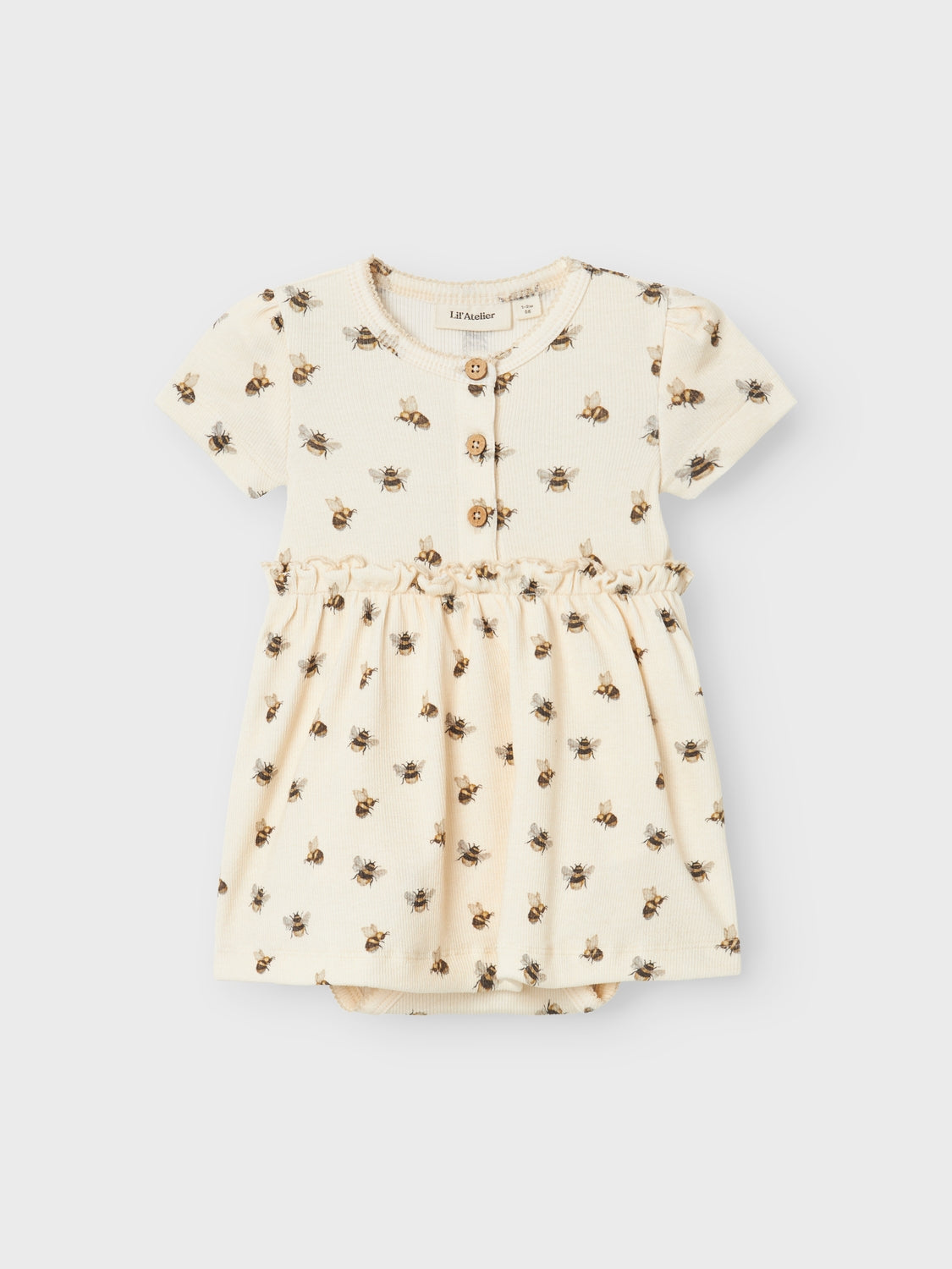Lil Atelier Gavo Kin Body Kjole med Humlebi - Turtledove - 56 cm
