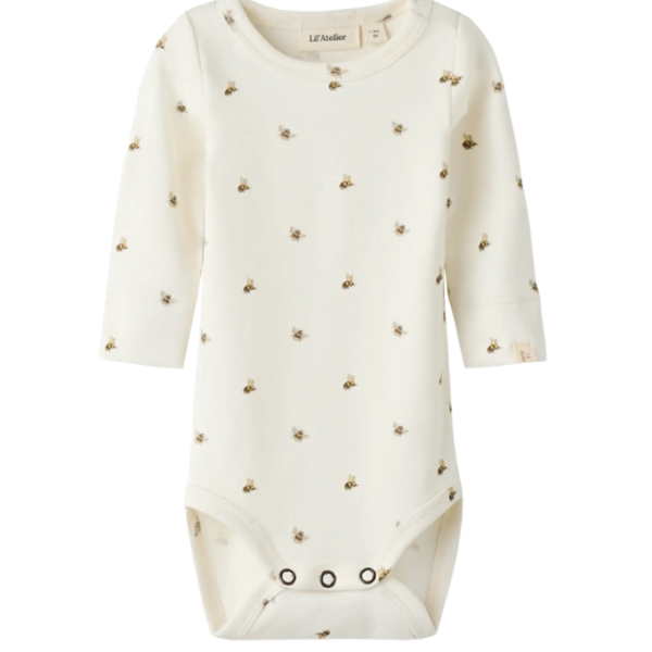 Lil Atelier Gayo Gus LS Slim Body - Coconut Milk/Bee - 56 cm