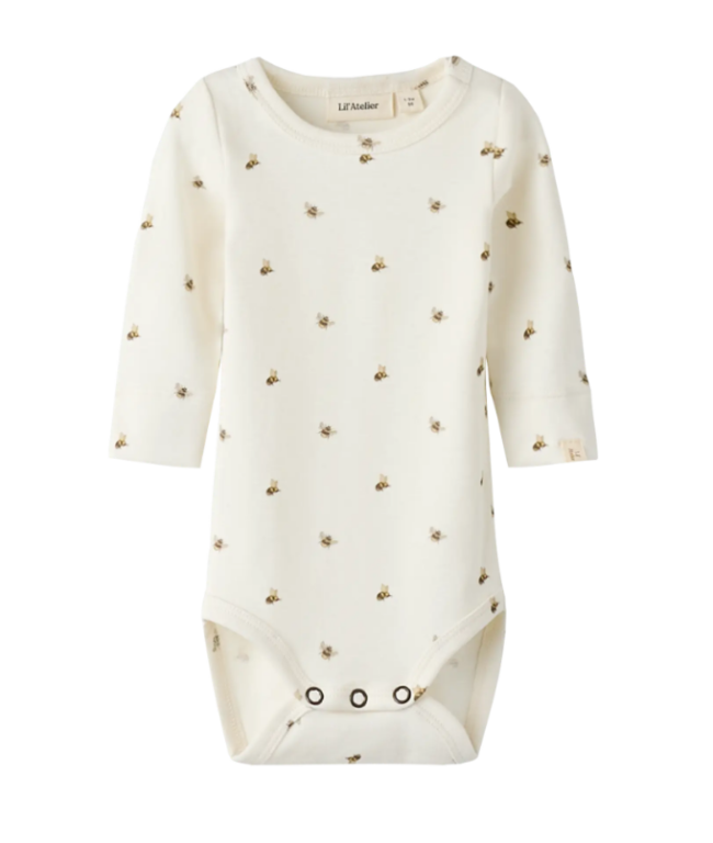 Lil Atelier Gayo Gus LS Slim Body - Coconut Milk/Bee - 56 cm