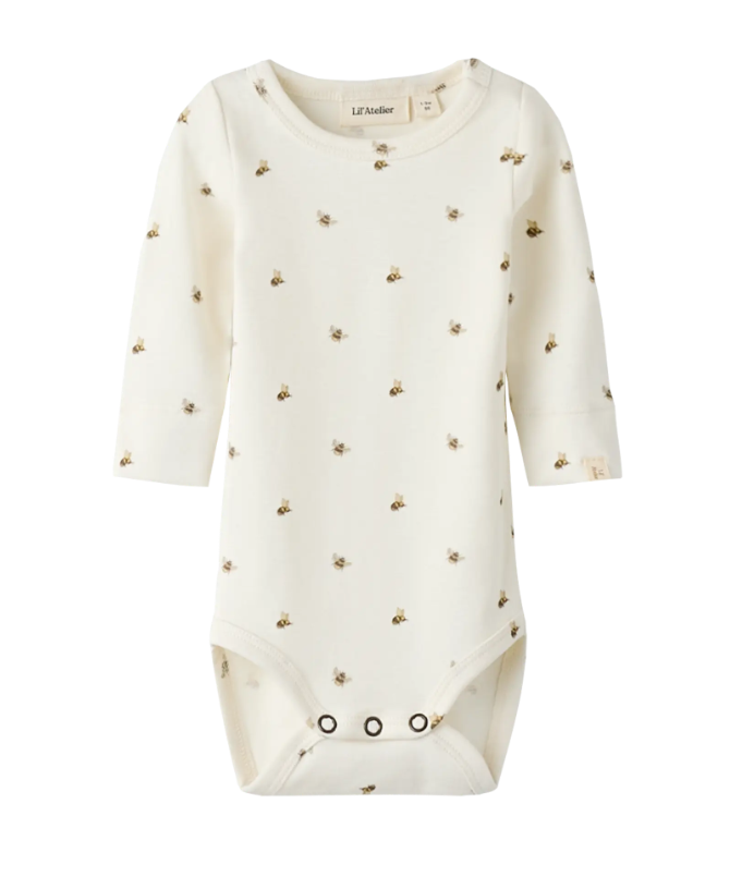 Lil Atelier Gayo Gus LS Slim Body - Coconut Milk/Bee - 56 cm