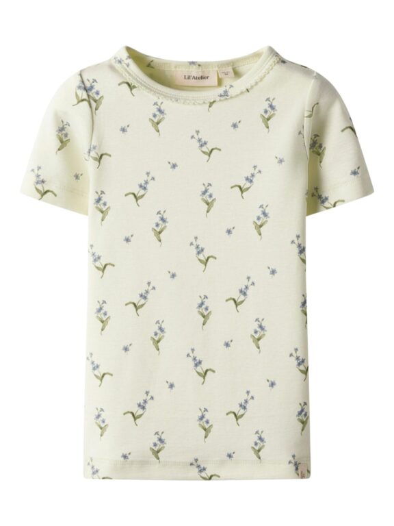 Lil Atelier Gayo Sig SS Top - Coconut Milk/Forget med not - 92 cm