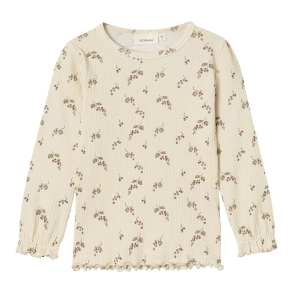 Lil Atelier Gio Bim Slim Top - Birch/Berries - 92 cm