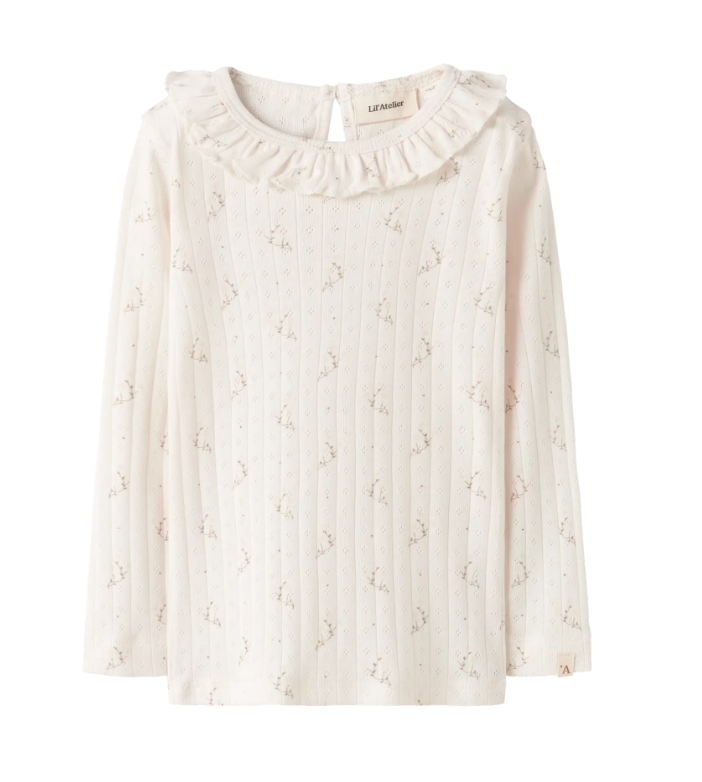 Lil Atelier Rachello Ria Slim Top - Coconut Milk/Flower - 92 cm