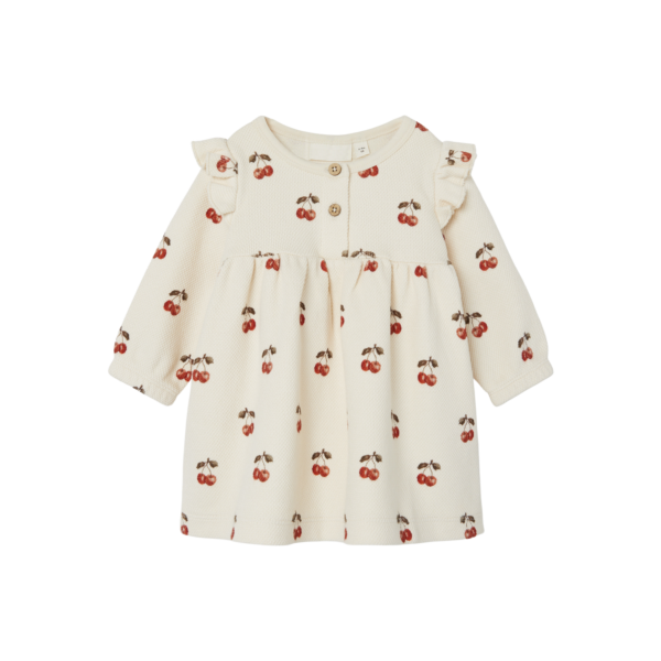 Lil Atelier Ronja Sweat Dress med Kirsebær - Whitecap Gray - 56 cm