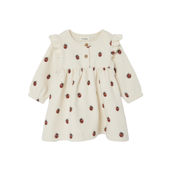 Lil Atelier Ronja Sweat Dress med Mariehøne - Whitecap Gray - 56 cm