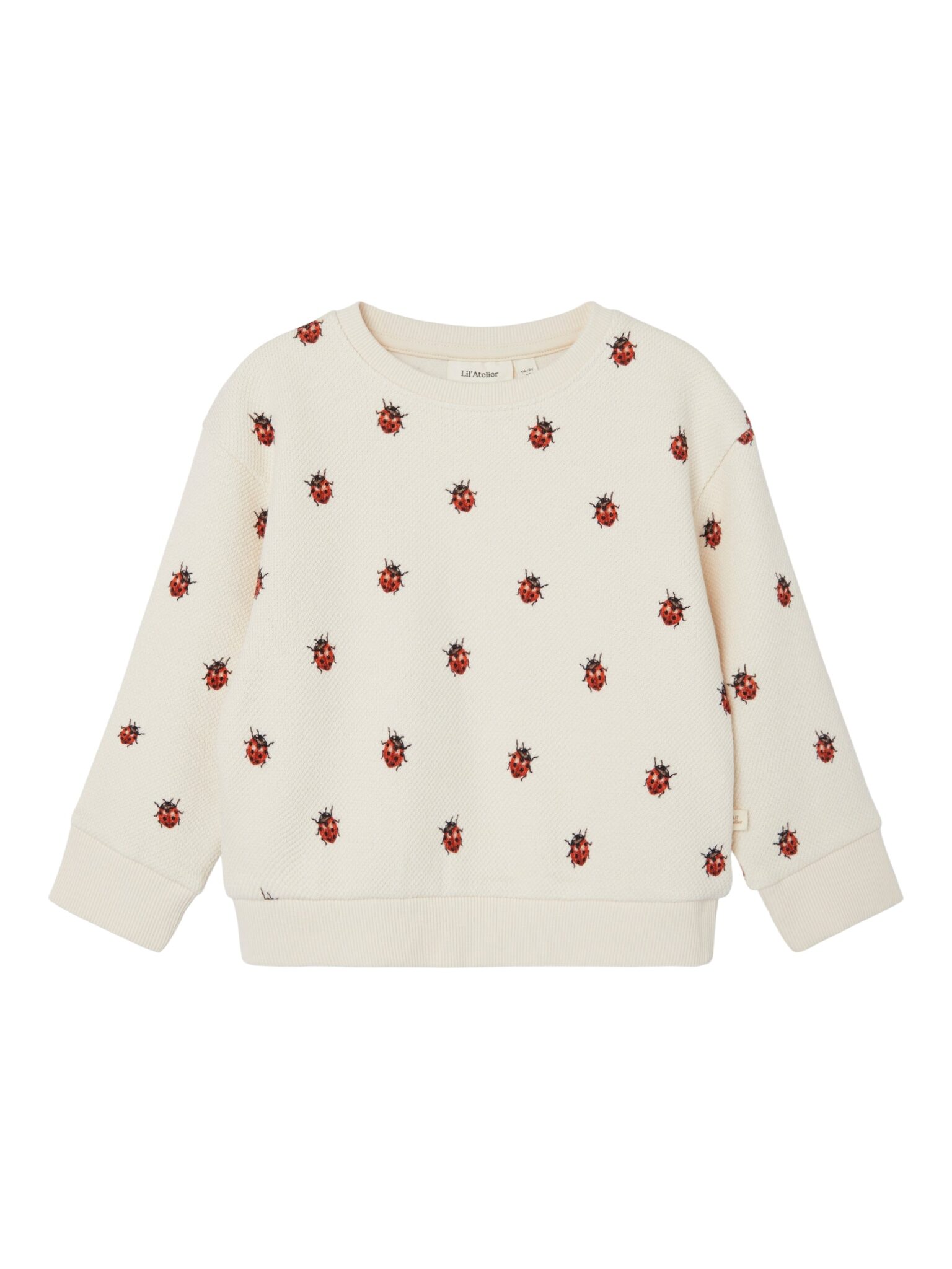 Lil Atelier Ronja Sweat Shirt med Mariehøne - Whitecap Gray - 56 cm