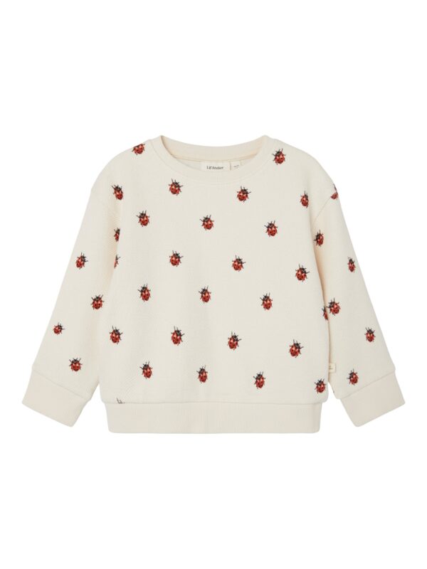 Lil Atelier Ronja Sweat Shirt med Mariehøne - Whitecap Gray - 56 cm Lil Atelier Ronja Sweat Shirt med Mariehøne - Whitecap Gray - 56 cm