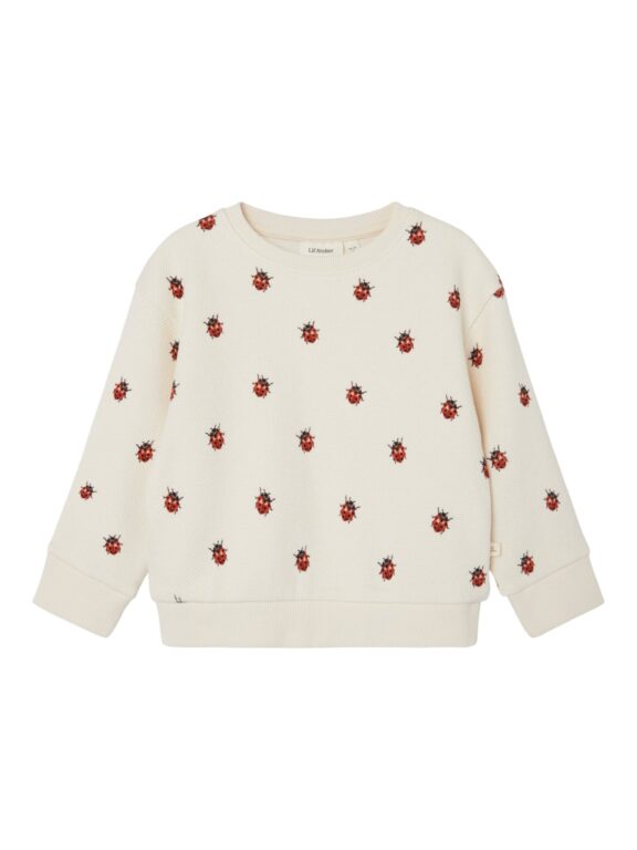 Lil Atelier Ronja Sweat Shirt med Mariehøne - Whitecap Gray - 56 cm Lil Atelier Ronja Sweat Shirt med Mariehøne - Whitecap Gray - 56 cm