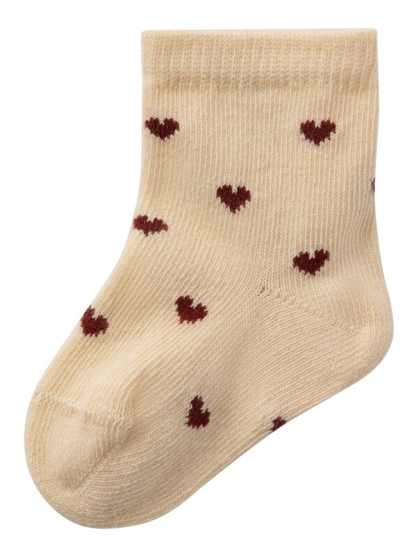 Lil Atelier - Rossa Sock med hjerter - Wood Ash - 50/56