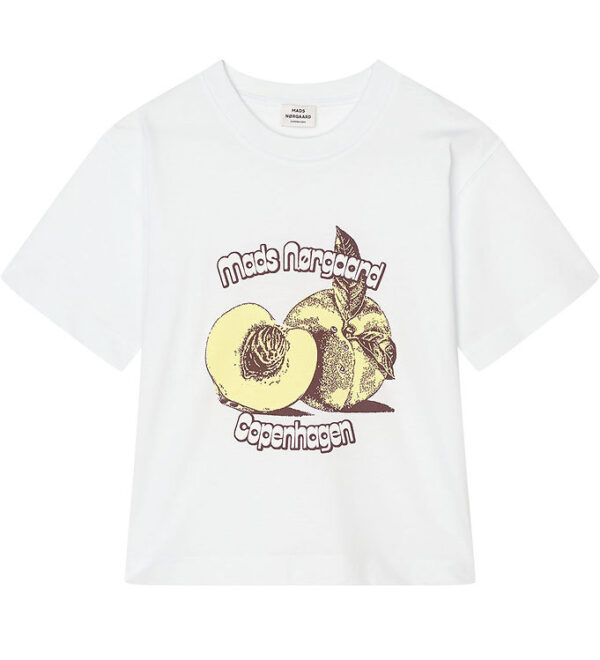 Mads Nørgaard T-shirt - Dry Single Tristi - Snow White m. Print
