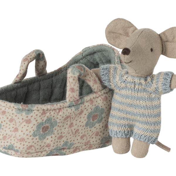 Maileg Babymus i babylift - Blå Maileg Babymus i babylift - Blå