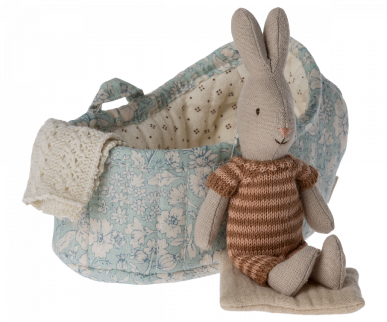Maileg Micro Kanin i babylift - Brun