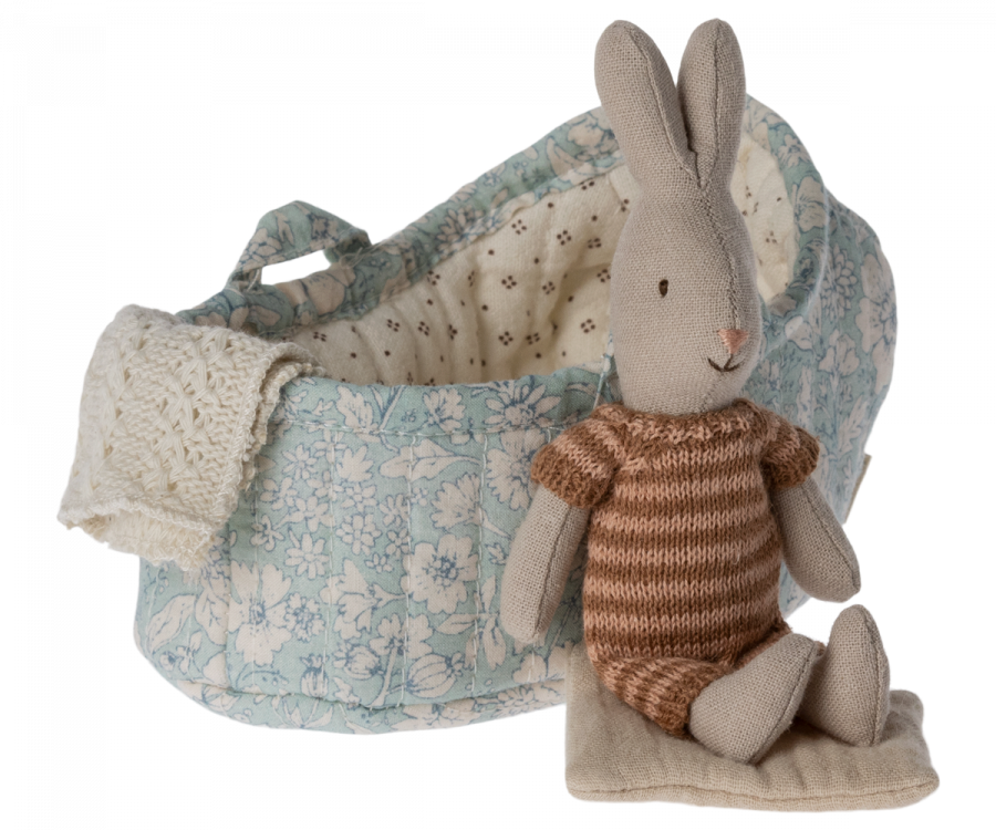 Maileg Micro Kanin i babylift - Brun