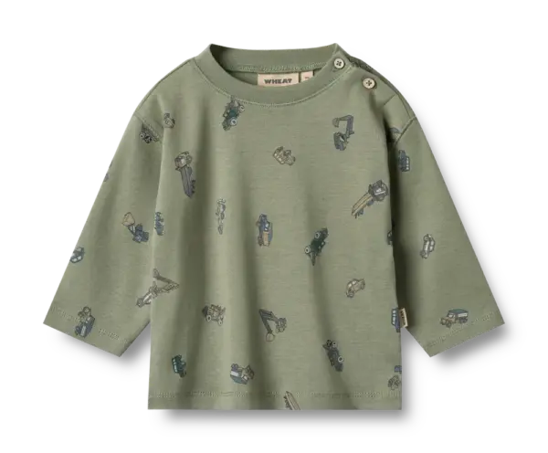 Malthe T-shirt Langærmet - Dusty green cars - 6 MDR.