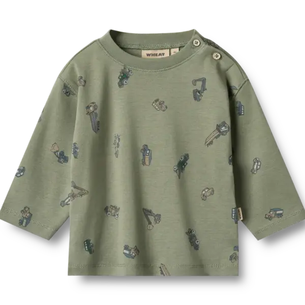 Malthe T-shirt Langærmet - Dusty green cars - 6 MDR.