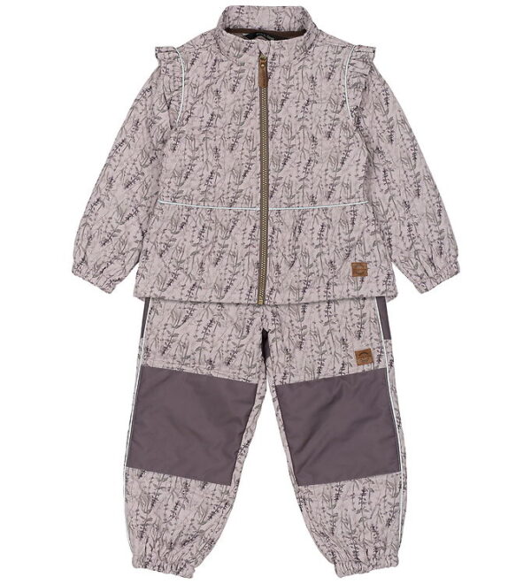 Mikk-Line Termotøj - Cloud Gray m. Blomster/Flæser