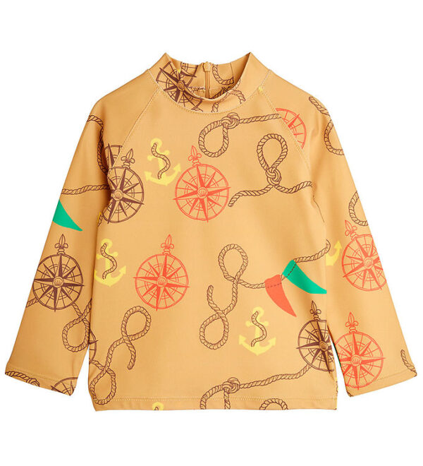 Mini Rodini Badebluse - UV50+ - Nautical Aop - Beige Mini Rodini Badebluse - UV50+ - Nautical Aop - Beige