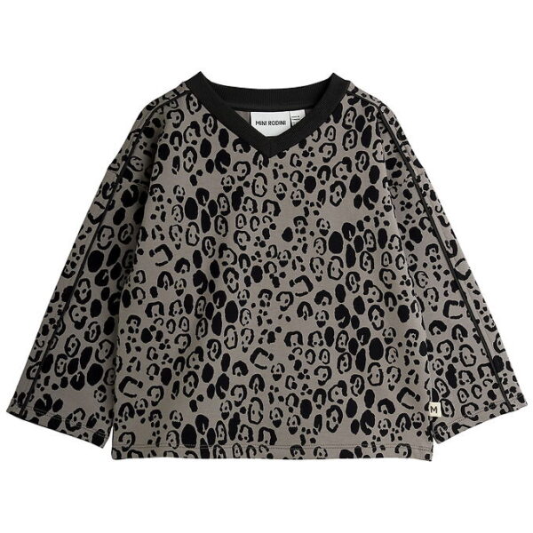 Mini Rodini Bluse - Leopard Brushed Top - Grå/Sort