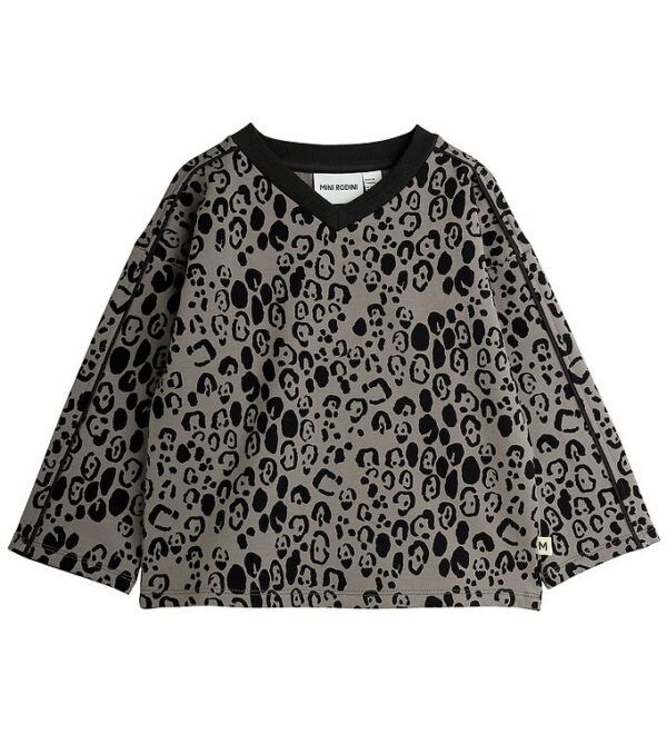 Mini Rodini Bluse - Leopard Brushed Top - Grå/Sort