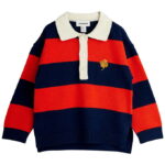 Mini Rodini Bluse - Strik - Rugby - Rød/Blå/Hvid