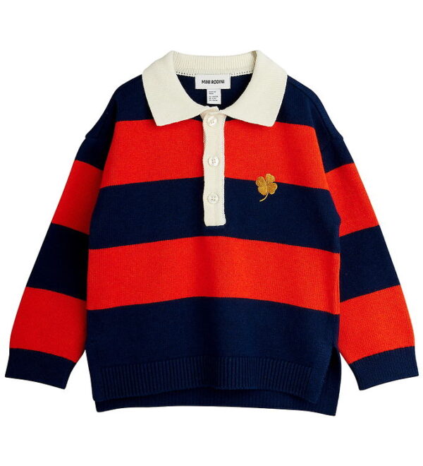 Mini Rodini Bluse - Strik - Rugby - Rød/Blå/Hvid