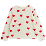 Mini Rodini Bluse - Velour - Hearts - Hvid