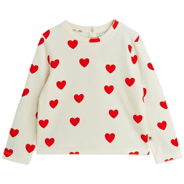 Mini Rodini Bluse - Velour - Hearts - Hvid